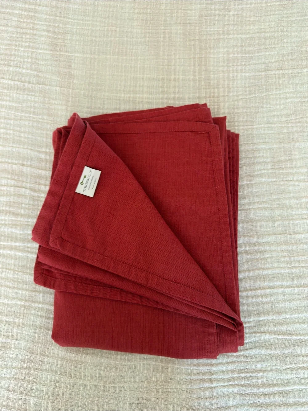 🍁🍽️ Threshold Terracotta Red Large rectangle Tablecloth 51” x 70” Like New ✨🌿